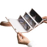 3 Slots Foldable Eyeglasses Organizer Travel Glasses Case Hanging Eyeglass Holder