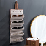 5 Slots Foldable Eyeglasses Organizer Travel Glasses Case Hanging Eyeglass Holder Brown
