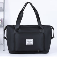 Large Capacity Collapsible Travel Bag Expandable Waterproof Duffel Bag-Black