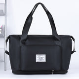 Large Capacity Collapsible Travel Bag Expandable Waterproof Duffel Bag-Black