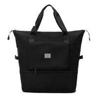 Large Capacity Collapsible Travel Bag Expandable Waterproof Duffel Bag-Black