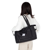 Large Capacity Collapsible Travel Bag Expandable Waterproof Duffel Bag-Black