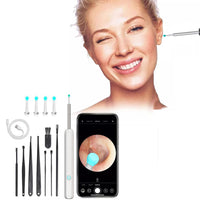 Visual Wax Removal Tool Kit with 3.3mm Camera HD Ear Scope Otoscope with Light White