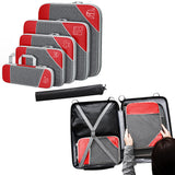 6-Piece Travel Compression Packing Bags Packing Organizers Red