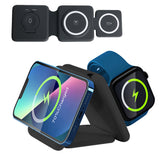 3-in-1 Magnetic Wireless Charger Stand Foldable Charging Station Black