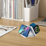 3-in-1 Magnetic Wireless Charger Stand Foldable Charging Station White