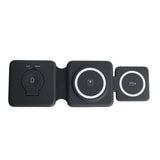 3-in-1 Magnetic Wireless Charger Stand Foldable Charging Station Black