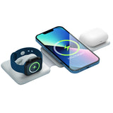 3-in-1 Magnetic Wireless Charger Stand Foldable Charging Station White