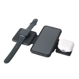 3-in-1 Magnetic Wireless Charger Stand Foldable Charging Station Black