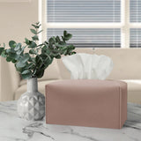Modern PU Leather Rectangular Tissue Box Dispenser Paper Storage Holder Napkin Box Pink