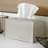 Modern PU Leather Rectangular Tissue Box Dispenser Paper Storage Holder Napkin Box White