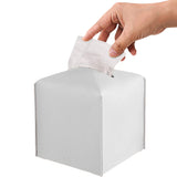 Square Tissue Box Dispenser Paper Storage Holder Napkin Case Organizer PU Leather Cover White