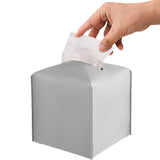 Square Tissue Box Dispenser Paper Storage Holder Napkin Case Organizer PU Leather Cover Grey