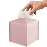 Square Tissue Box Dispenser Paper Storage Holder Napkin Case Organizer PU Leather Cover Pink