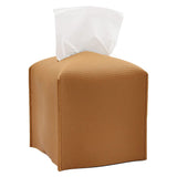 Square Tissue Box Dispenser Paper Storage Holder Napkin Case Organizer PU Leather Cover Brown