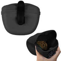 Pet Dog Silicone Training Treat Bag with Clip Pet Feeder Black
