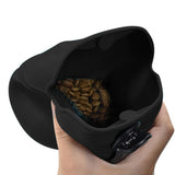 Pet Dog Silicone Training Treat Bag with Clip Pet Feeder Black