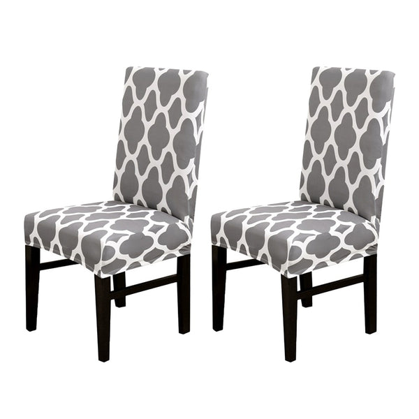 2Pcs Elastic Chair Covers Dining Chair Protective Covers Stretch Chair Slipcovers Grey