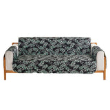 Leaves Printed T-Shaped Sofa Cover Non Slip Couch Cover Sofa Slipcover Furniture Protector Black