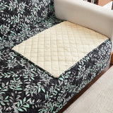 Leaves Printed T-Shaped Sofa Cover Non Slip Couch Cover Sofa Slipcover Furniture Protector Black