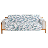 Leaves Printed T-Shaped Sofa Cover Non Slip Couch Cover Sofa Slipcover Furniture Protector White
