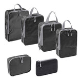 6Pcs Compression Packing Cubes Suitcase Organizer Bag Luggage Storage Bag Black