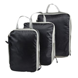 Set of 3Pcs Travel Compressible Packing Cube Pouch Clothes Storage Bags Suitcase Luggage Organizer Black