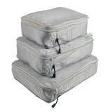 Set of 3Pcs Travel Compressible Packing Cube Pouch Clothes Storage Bags Suitcase Luggage Organizer Grey