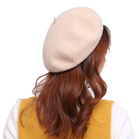 Women's Wool Beret Hat Classic French Style Newsboy Hat Cap Winter Warm Beige