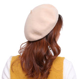 Women's Wool Beret Hat Classic French Style Newsboy Hat Cap Winter Warm Beige