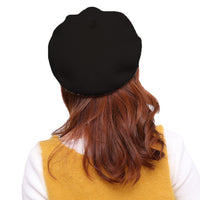 Women's Wool Beret Hat Classic French Style Newsboy Hat Cap Winter Warm Black
