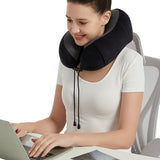 Travel Neck Pillow for Airplane Memory Foam Sleeping Pillow with Eyemask and Earplugs Black