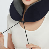 Travel Neck Pillow for Airplane Memory Foam Sleeping Pillow with Eyemask and Earplugs Black
