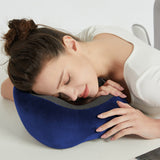 Travel Neck Pillow for Airplane Memory Foam Sleeping Pillow with Eyemask and Earplugs Blue