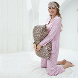3Pcs Sleep Set Imitation Silk Pillowcase Eye Mask Scrunchie Brown