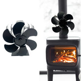 6-Blade Fireplace Warming Fan Self-Powered Stove Top Burner
