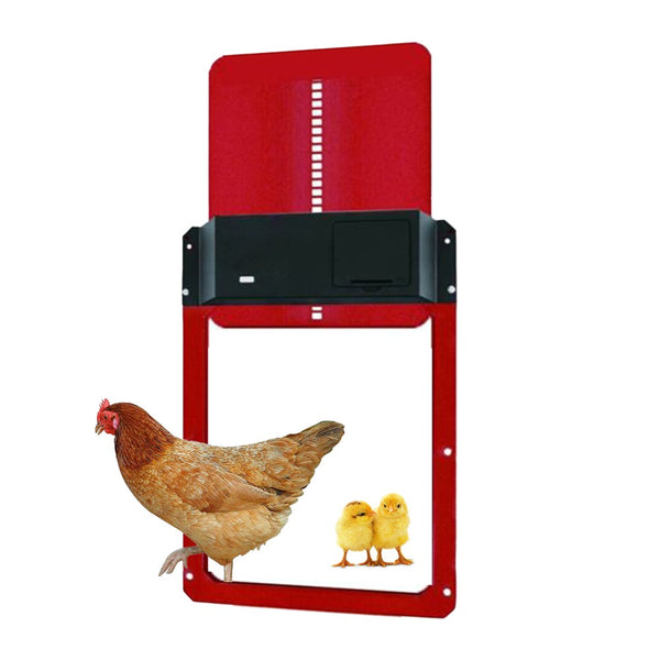 Automatic Chicken Coop Door Opener Poultry Gate Light Sensing Chicken House Door Red
