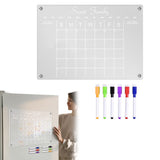 Magnetic Dry Erase Monthly Calendar for Fridge Erasable Acrylic Whiteboard Planner Schedule Board with 6 Pens Large