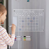 Magnetic Dry Erase Monthly Calendar for Fridge Erasable Acrylic Whiteboard Planner Schedule Board with 6 Pens Small