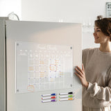 Magnetic Dry Erase Monthly Calendar for Fridge Erasable Acrylic Whiteboard Planner Schedule Board with 6 Pens Small