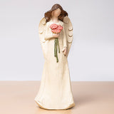 Resin Praying Angel Figurine Sculpture Hand Holding Heart Home Ornaments Beige