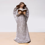 Resin Praying Angel Figurine Sculpture Hand Holding Heart Home Ornaments Gray