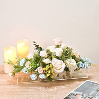 14-Hole Rectangular Acrylic Flower Vase Clear Floral Centerpiece Vase for Dining Table Wedding Tables Decorative Vase Home Decor