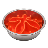Pet Dog Slow Feeder Insert Pad Dog Bowls Silicone Slow Eating Puppy Food Bowl Pad Orange
