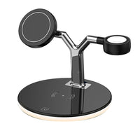 3-in-1 Fast Charging Station Wireless Charging Stand Charger Dock Black