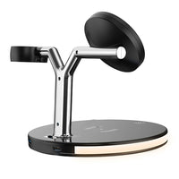 3-in-1 Fast Charging Station Wireless Charging Stand Charger Dock Black
