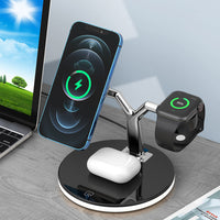 3-in-1 Fast Charging Station Wireless Charging Stand Charger Dock Black