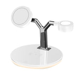 3-in-1 Fast Charging Station Wireless Charging Stand Charger Dock White