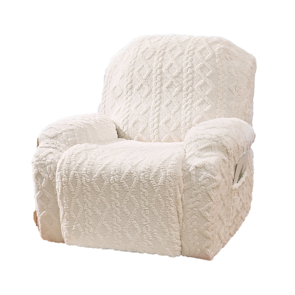 Recliner Slipcovers Stretch Recliner Cover with Storage Pocket Beige
