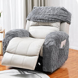 Recliner Slipcovers Stretch Recliner Cover with Storage Pocket Grey